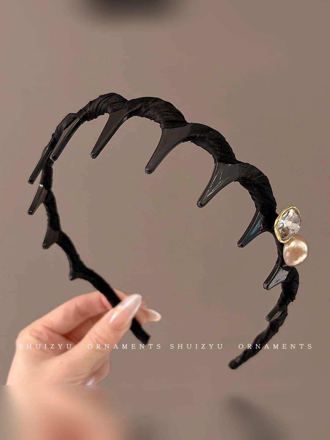 Square diamond black headband 14cm