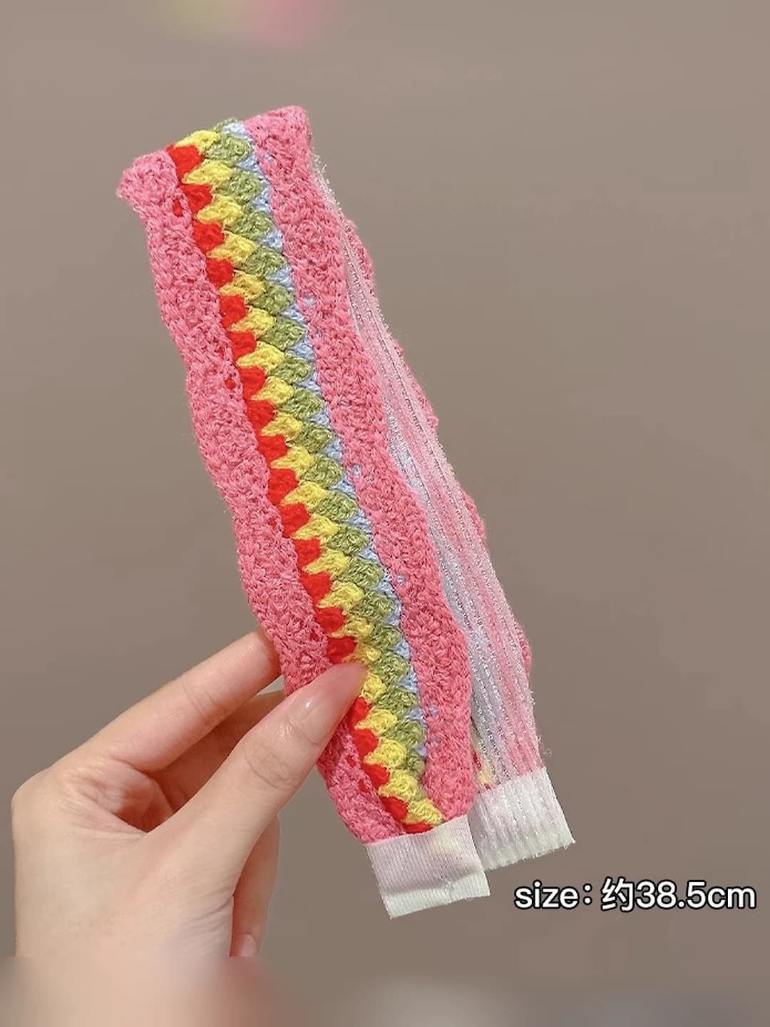 3# Pink rainbow braided 37.5 cm