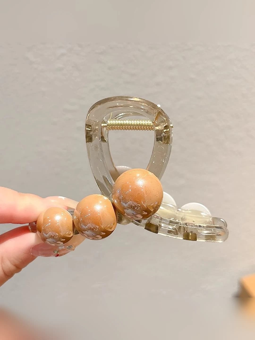 3# Clear grey base, 8 cm, light coffee pearl