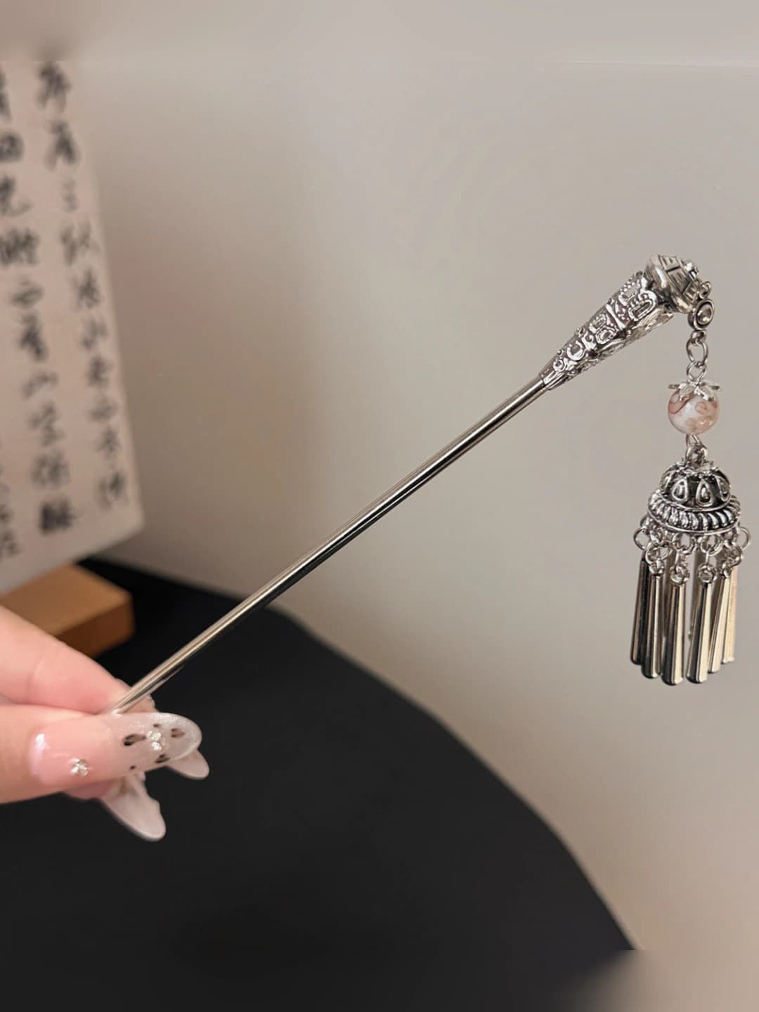 11# Silver lantern hair pin ~15 cm