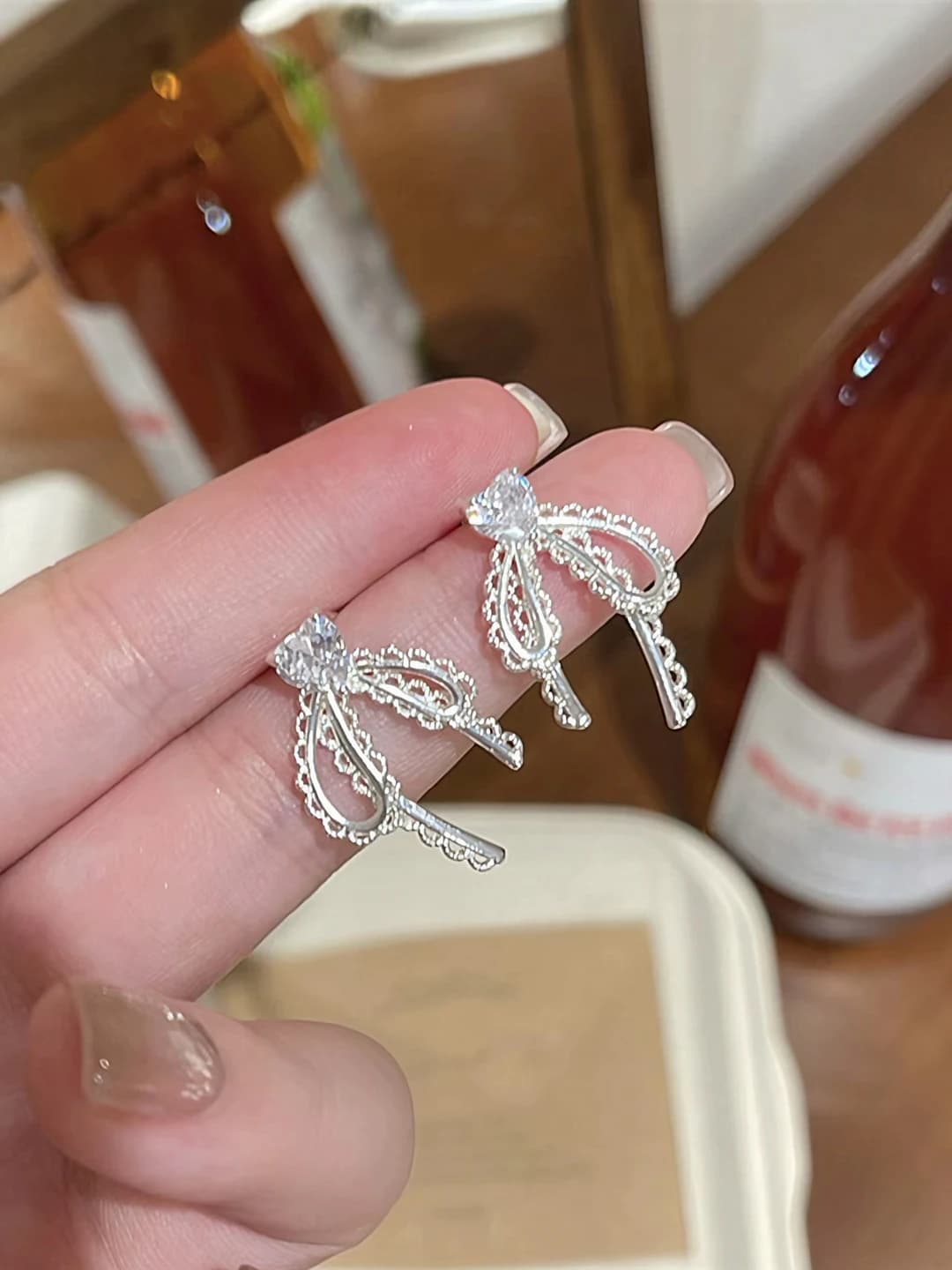 9# Heart bow earrings E6758