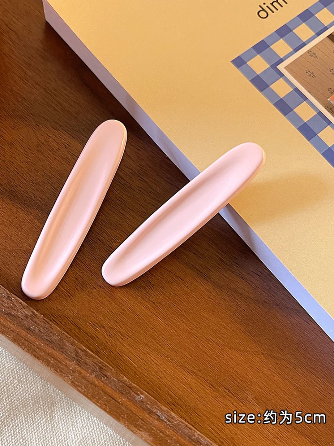 2# Color oval floral hair clip Pink Pair ~5.2cm