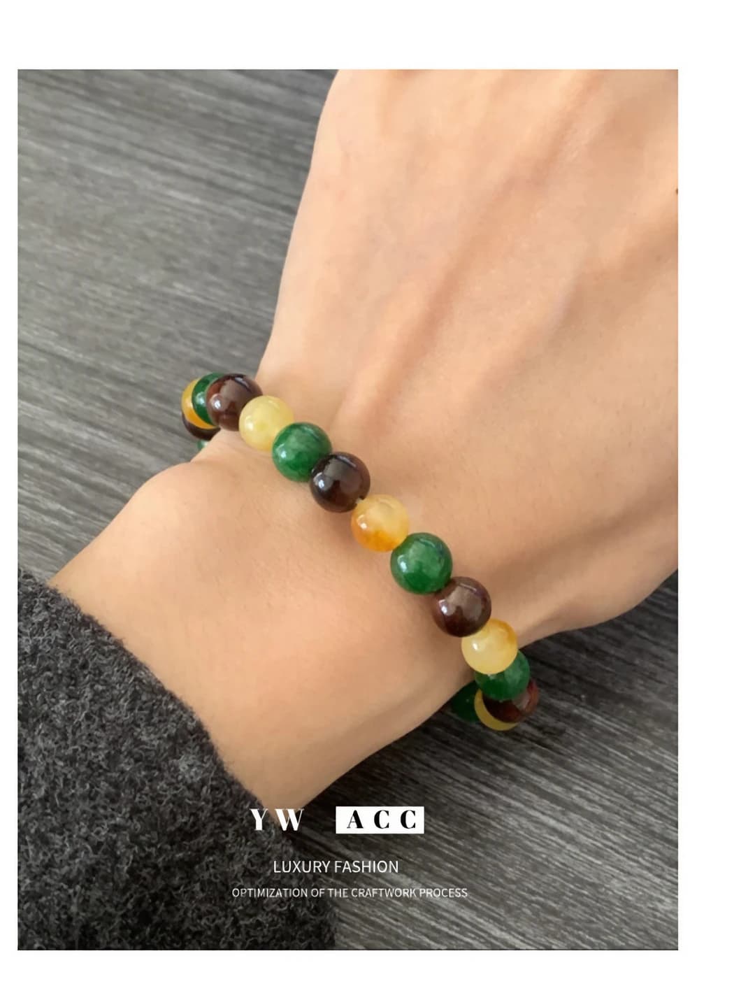 Natural stone bracelet with yellow tiger's eye and yellow crystal for men and women, handmade
