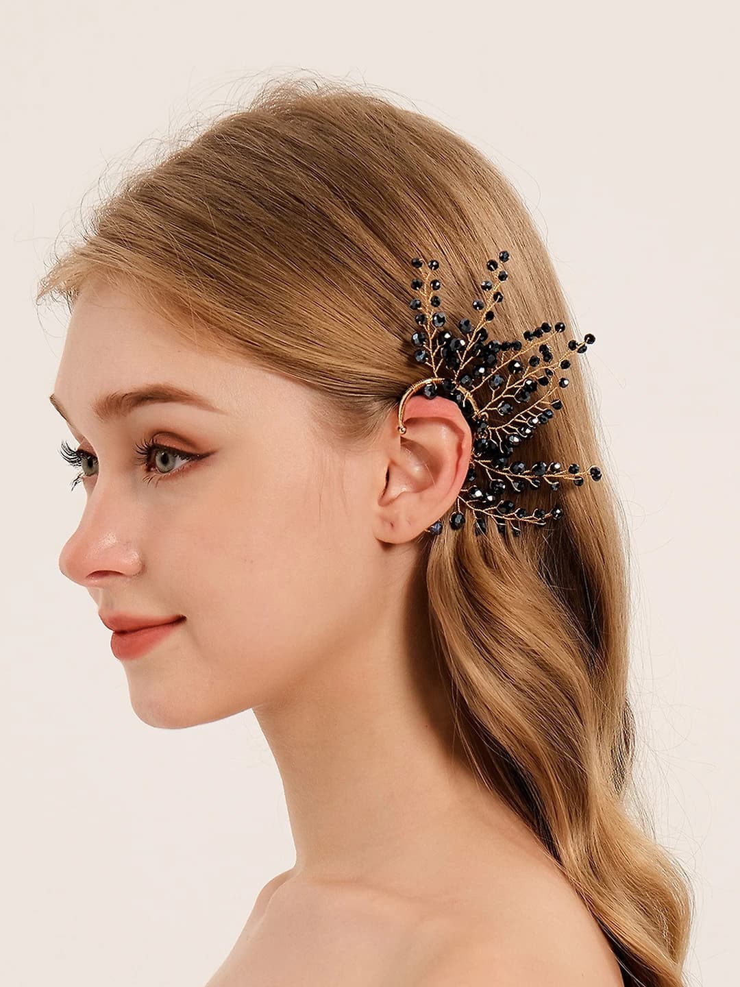 Women's retro crystal earrings: hand-woven white crystal, 6-7mm, for weddings and parties
