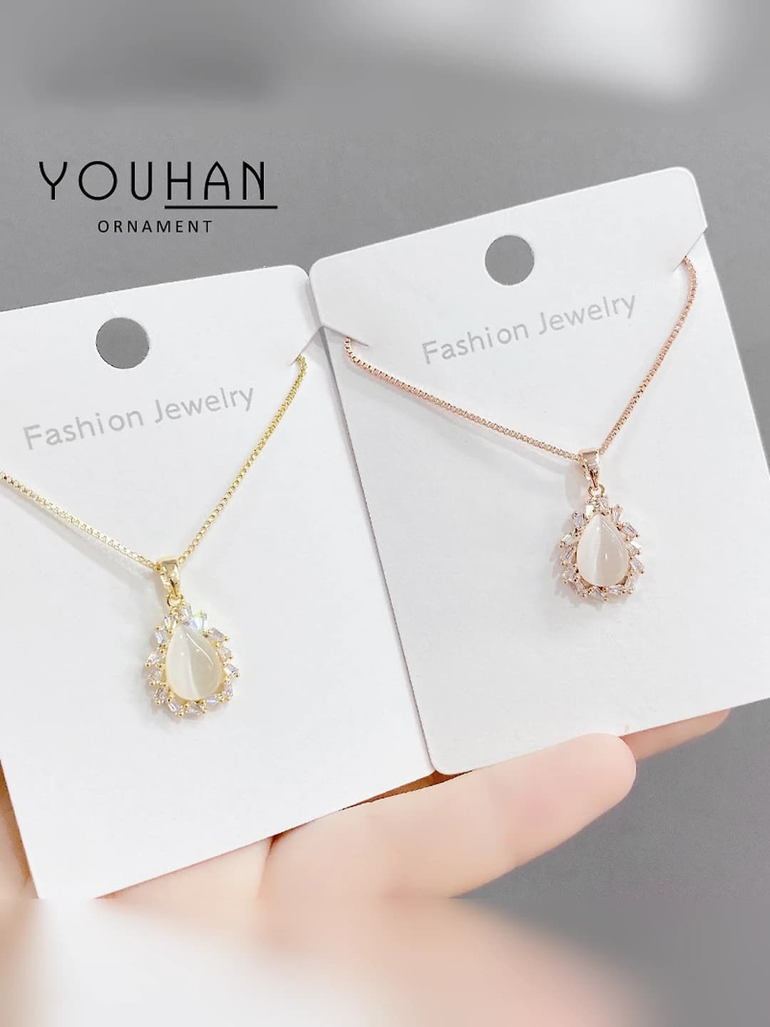 Women's cat's eye and zircon clavicle chain, geometric shape, 18k gold plated, gift