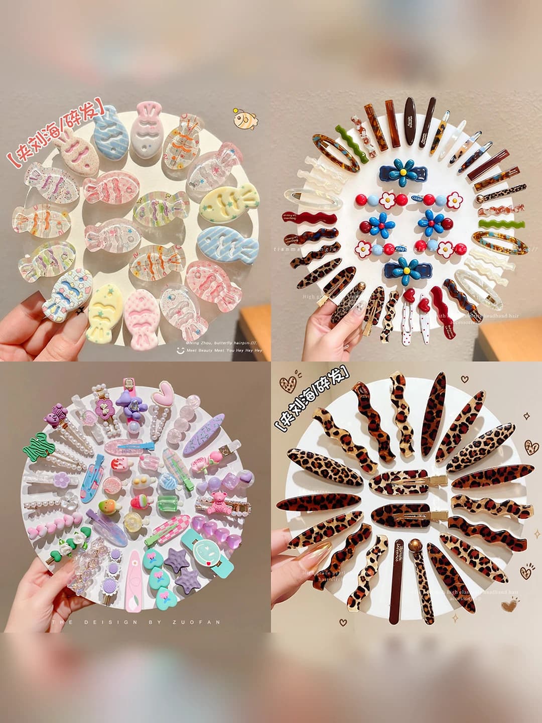 Women's summer hair clips: handmade, acrylic and alloy, bow and straight line design element, fresh and sweet style, side clips