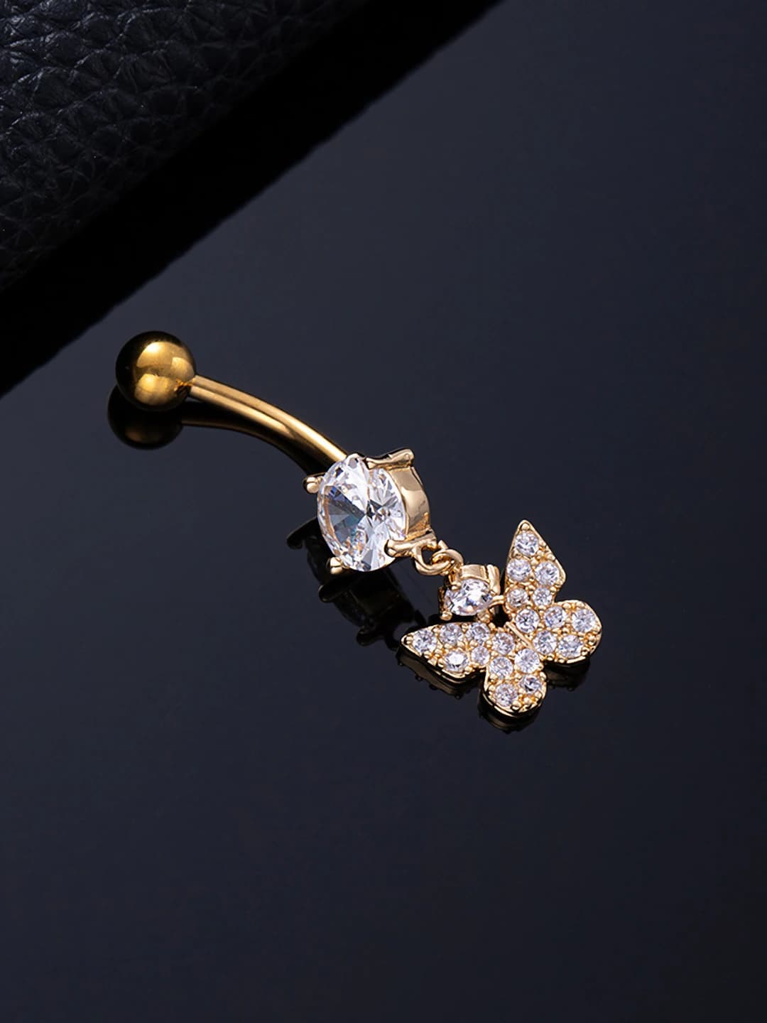 X677-46 One large zircon butterfly gold