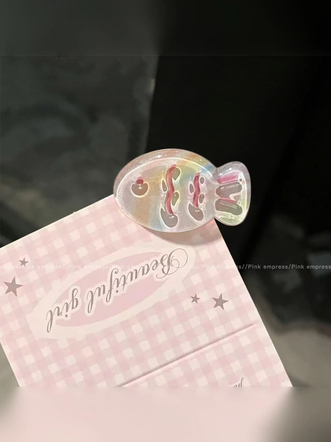 1# Jelly macaron rainbow fish clip 3.2cm