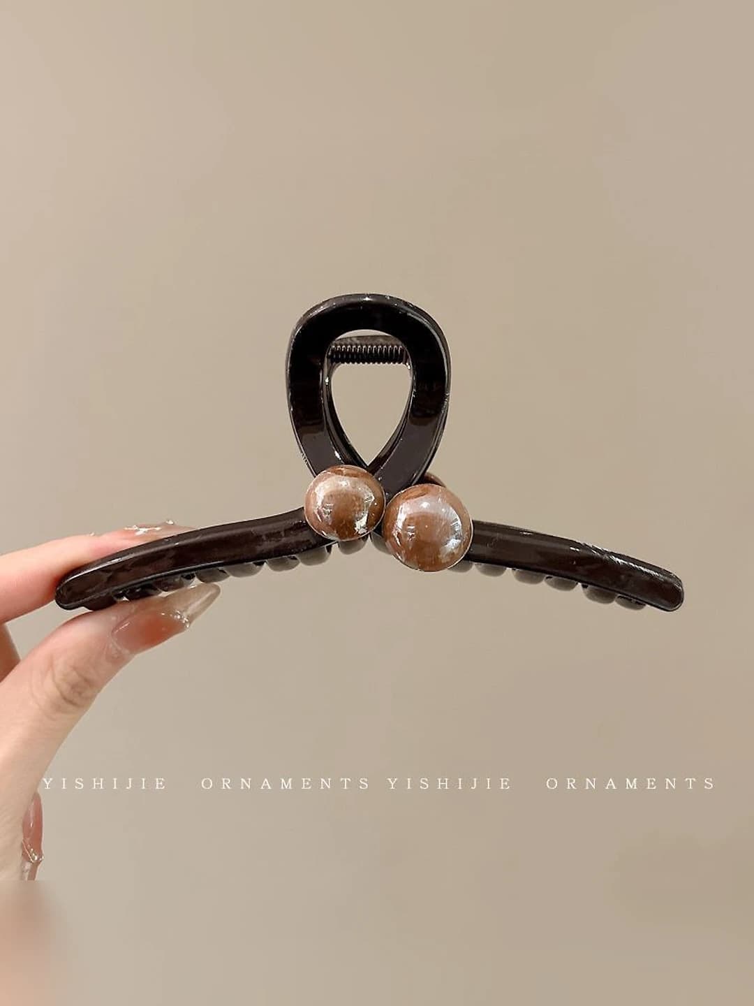 Crossed Double Beads, Coffee Brown, 13 cm