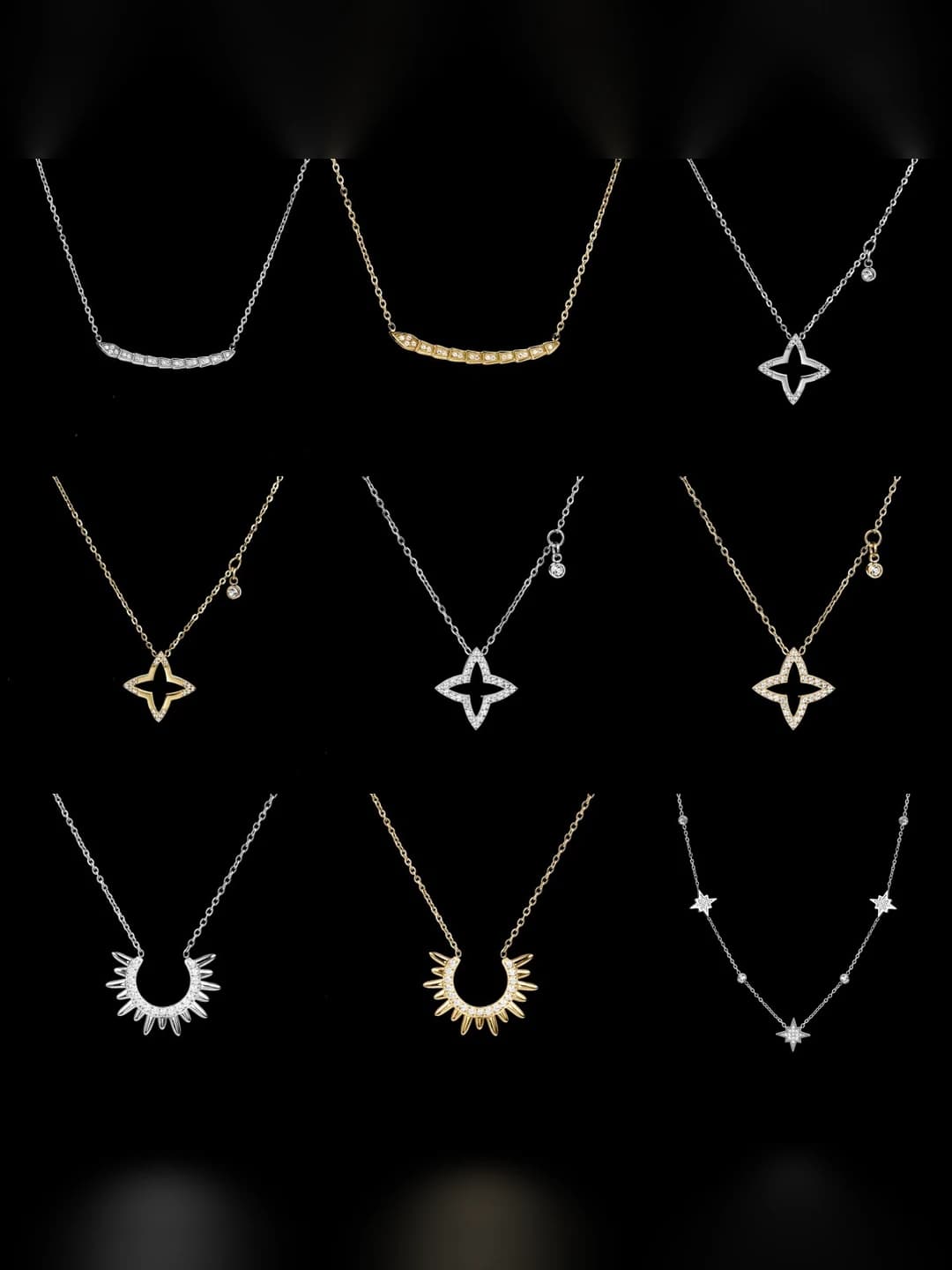 Women's 8-point star necklace with zirconia and 304 titanium steel
