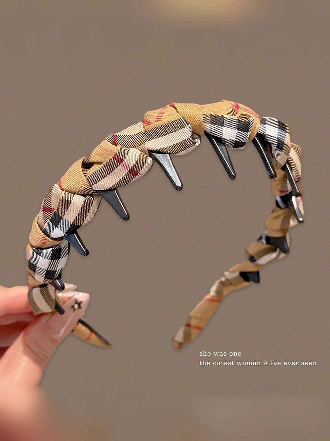 Colour-block plaid headband
