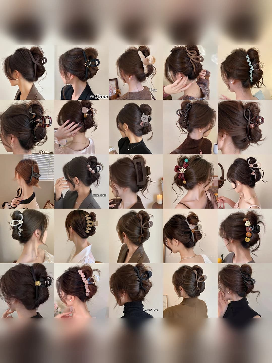 Women's hair clips and combs: large acrylic claw clip, preppy style, handmade, design element: bow and irregular