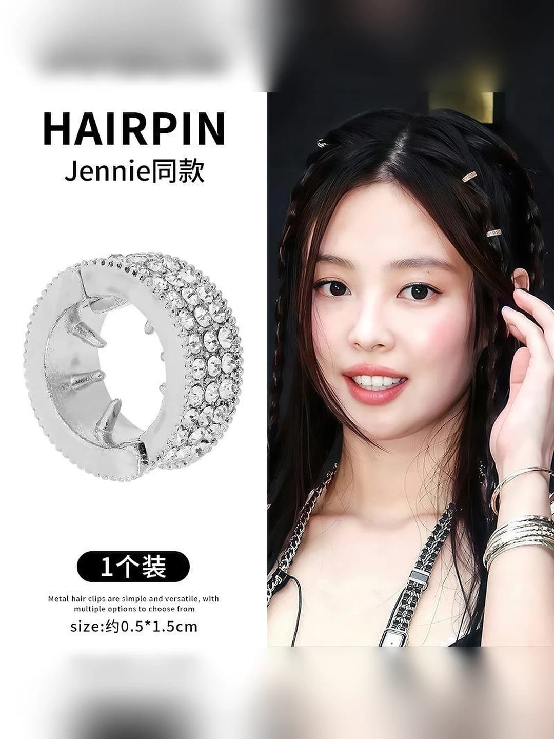 Silver small hair clips ~1.5cm