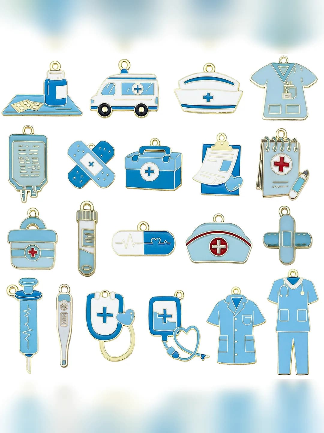Mixed 20 pcs, blue enamel medical