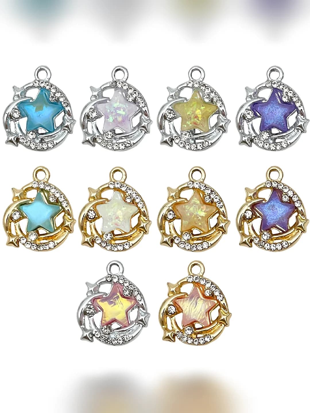 Mixed 10 pcs, stars-moon