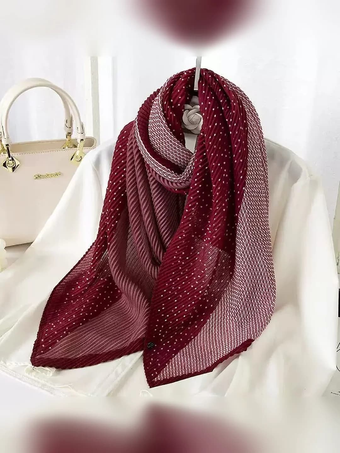 Pleated silk scarf-19