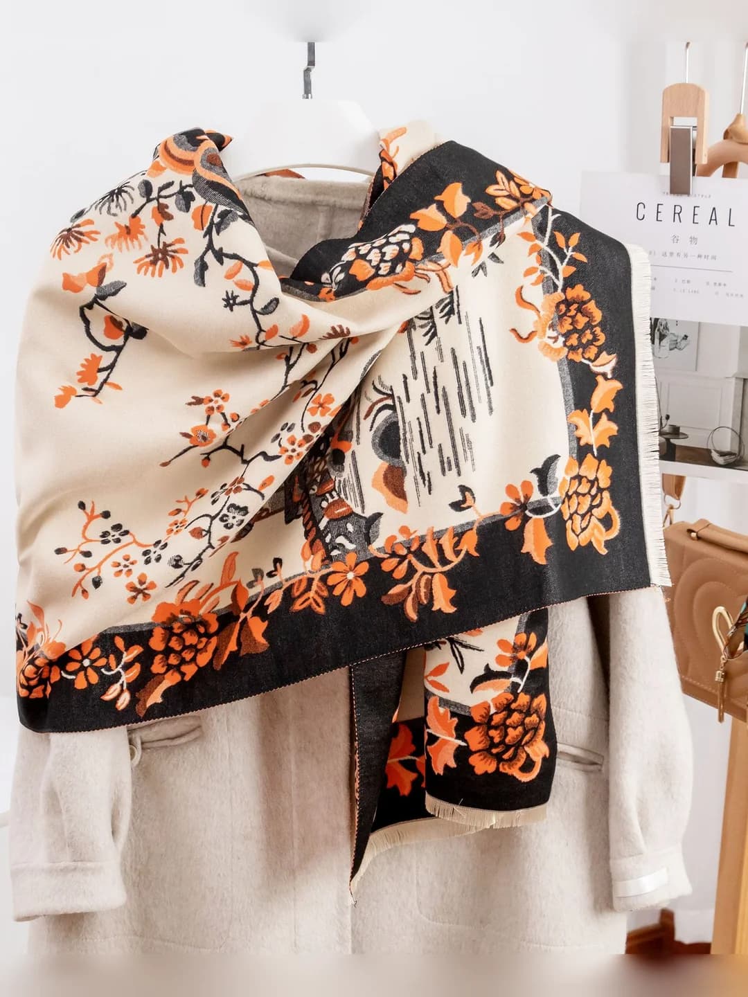 Pavilion floral scarf, black