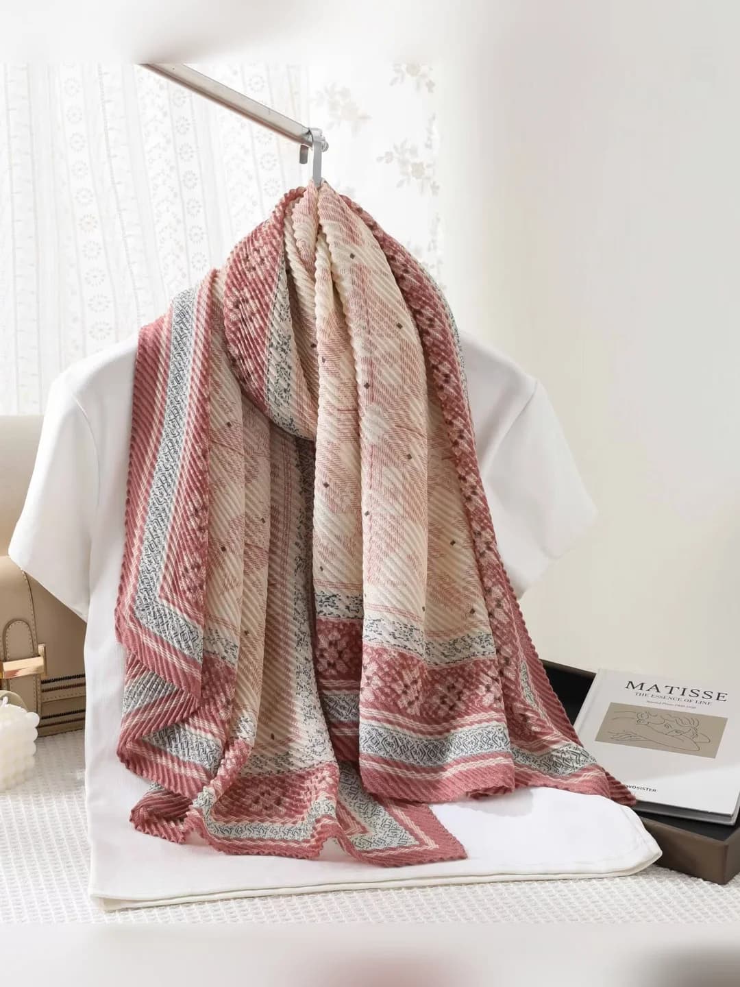 Pleated silk scarf-12