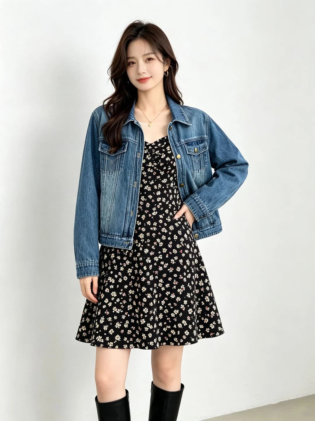 Women's demiseason jackets — basic denim style, spring-autumn, short, distressed, lapel collar, slimming, casual