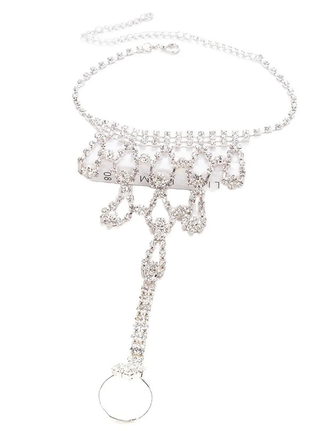 Ayollar uchun ko'p qatorli kristall oyoq bilaguzugi (anklet): zirkoniy, yaltiroq toshlar bilan, tomchi shaklida, oltin qoplamali, sun'iy toshlar bilan bezatilgan, sexy G'arb uslubi, alohida qadoqda