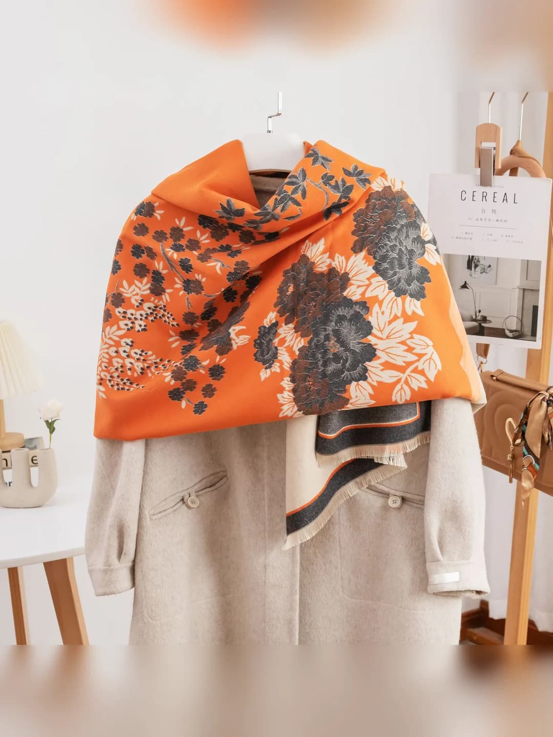 Peony scarf, orange