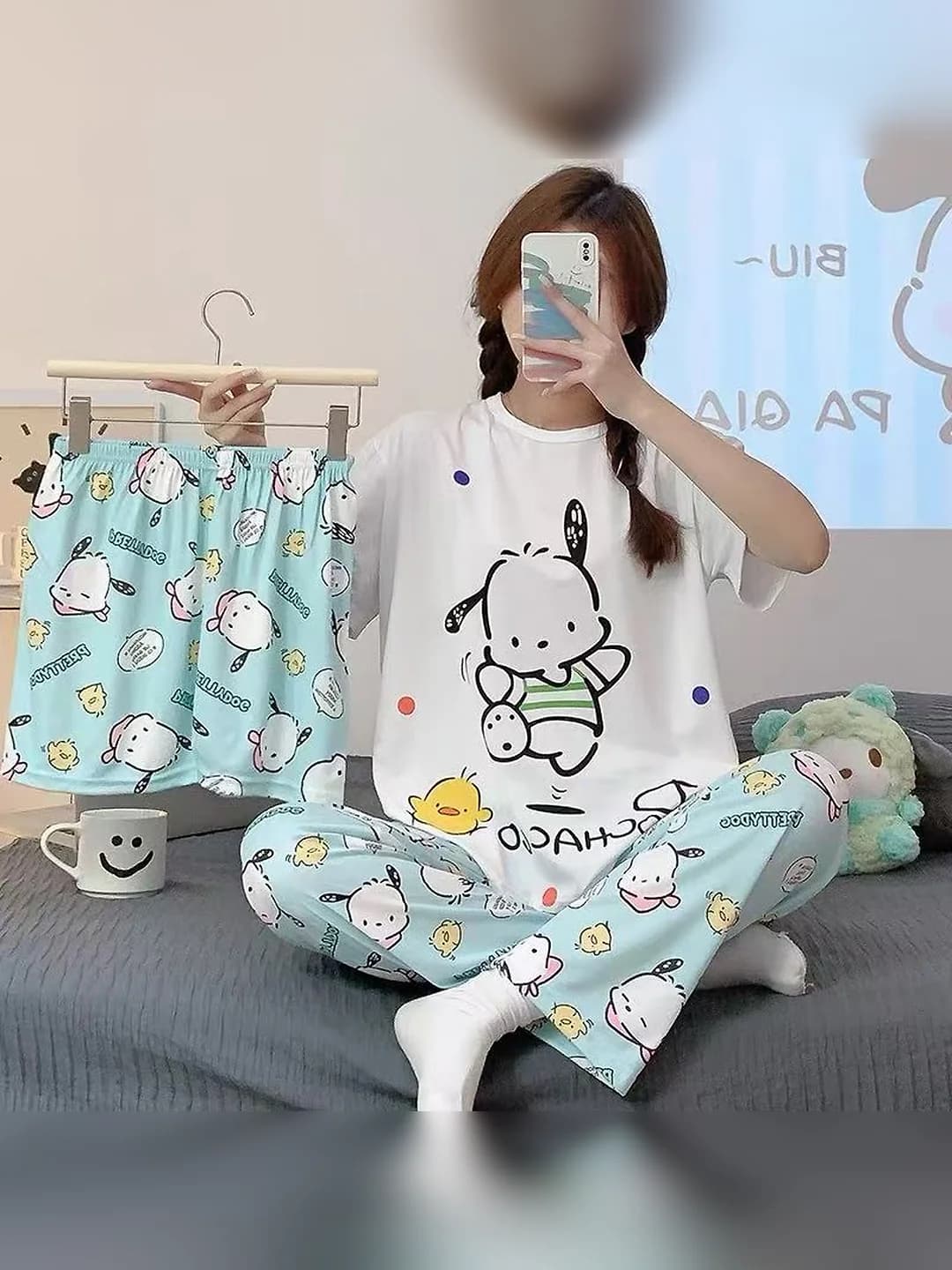 3-piece, white Pochacco