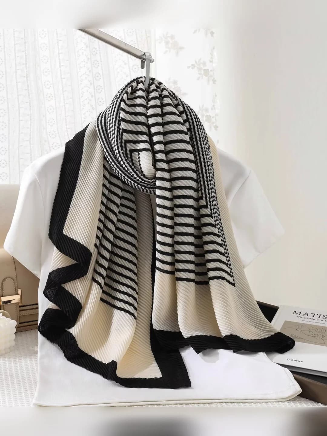 Pleated silk scarf-13