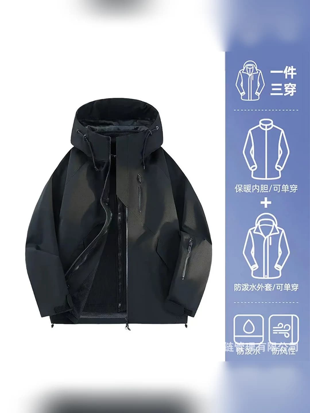Unisex, matte black, 3-in-1
