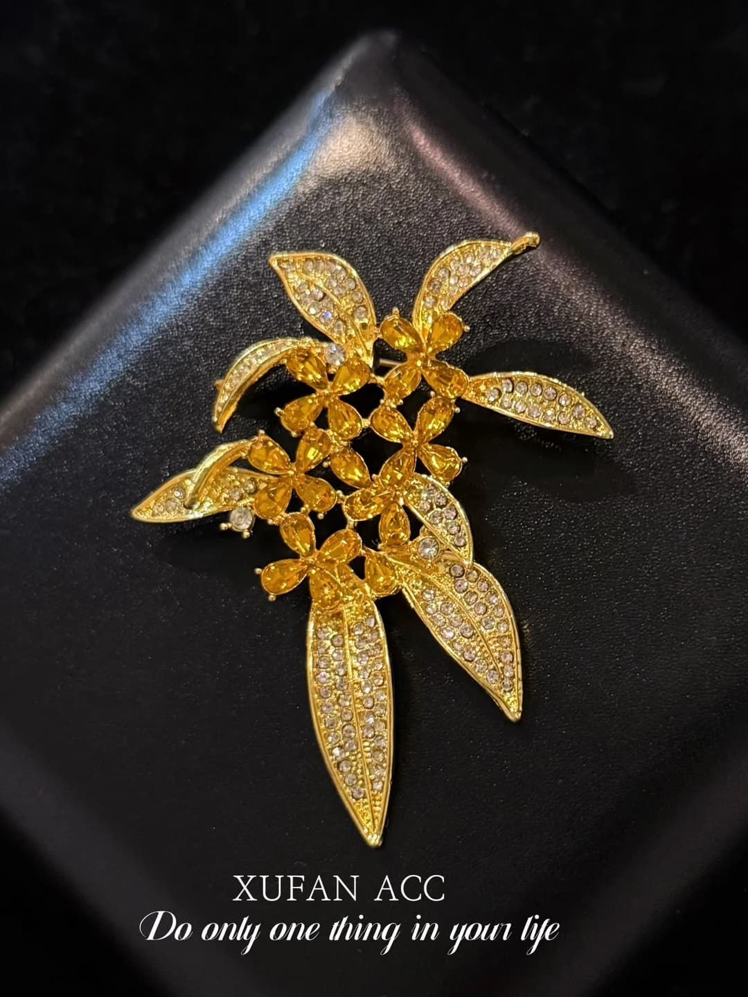 Golden osmanthus brooch