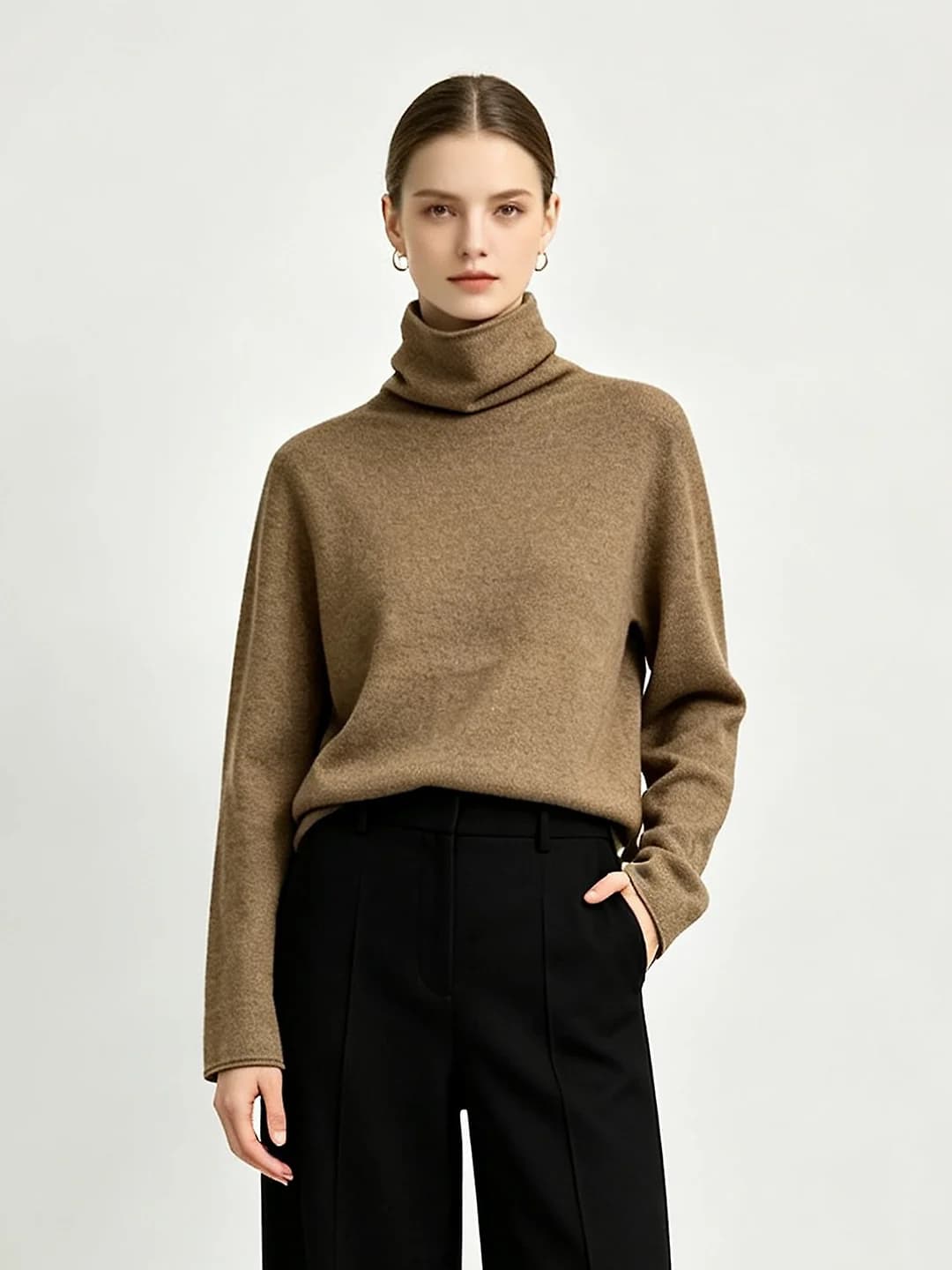Women's turtlenecks: high neck, wool and cashmere blend, 70–80% wool, autumn-winter, long sleeve, slimming fit, for layering under outerwear, pullover, elegant sophisticated style
