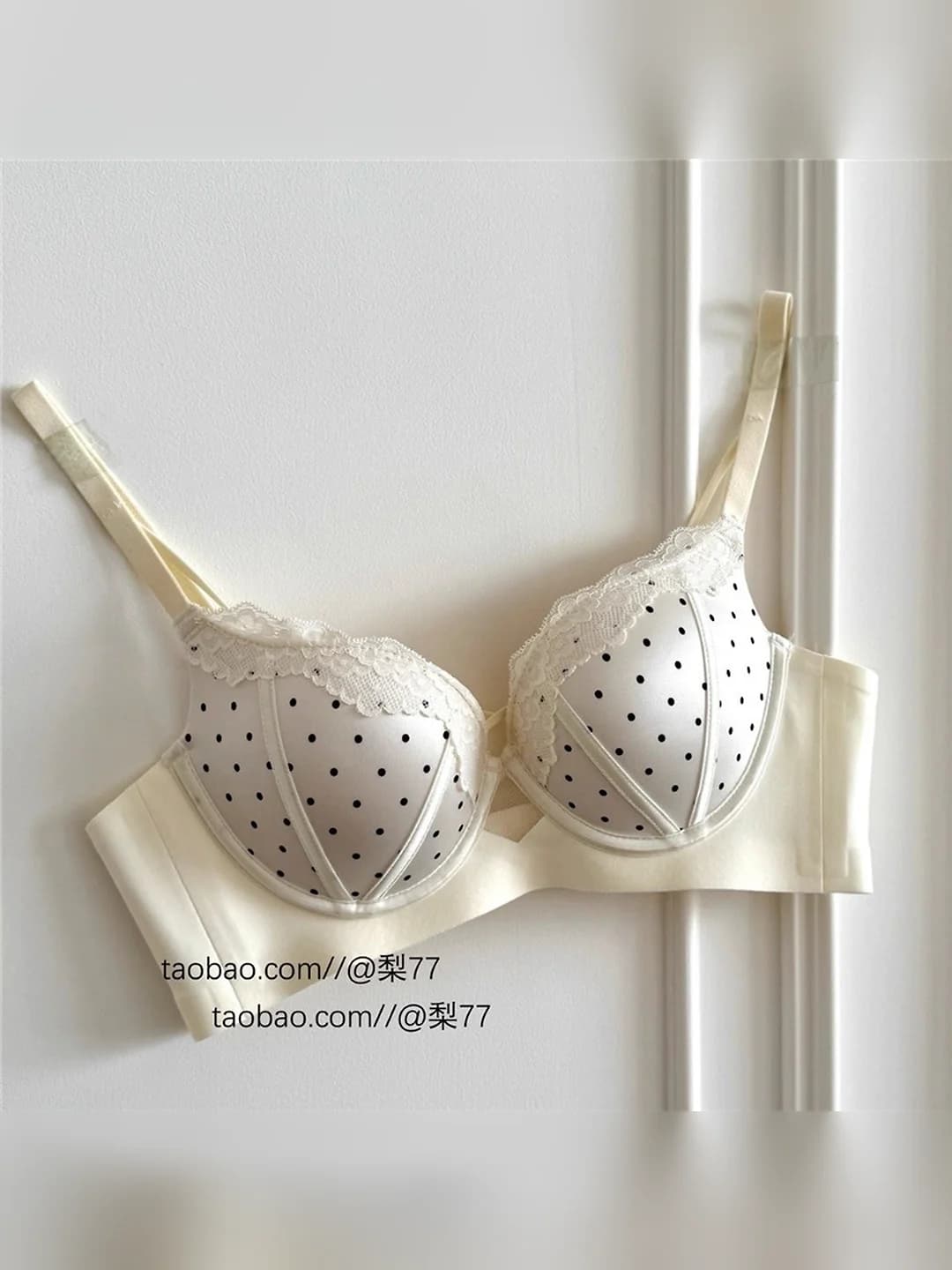 Women's satin polka-dot bra — French retro style, for small busts, gathering and bust-enhancing, sexy