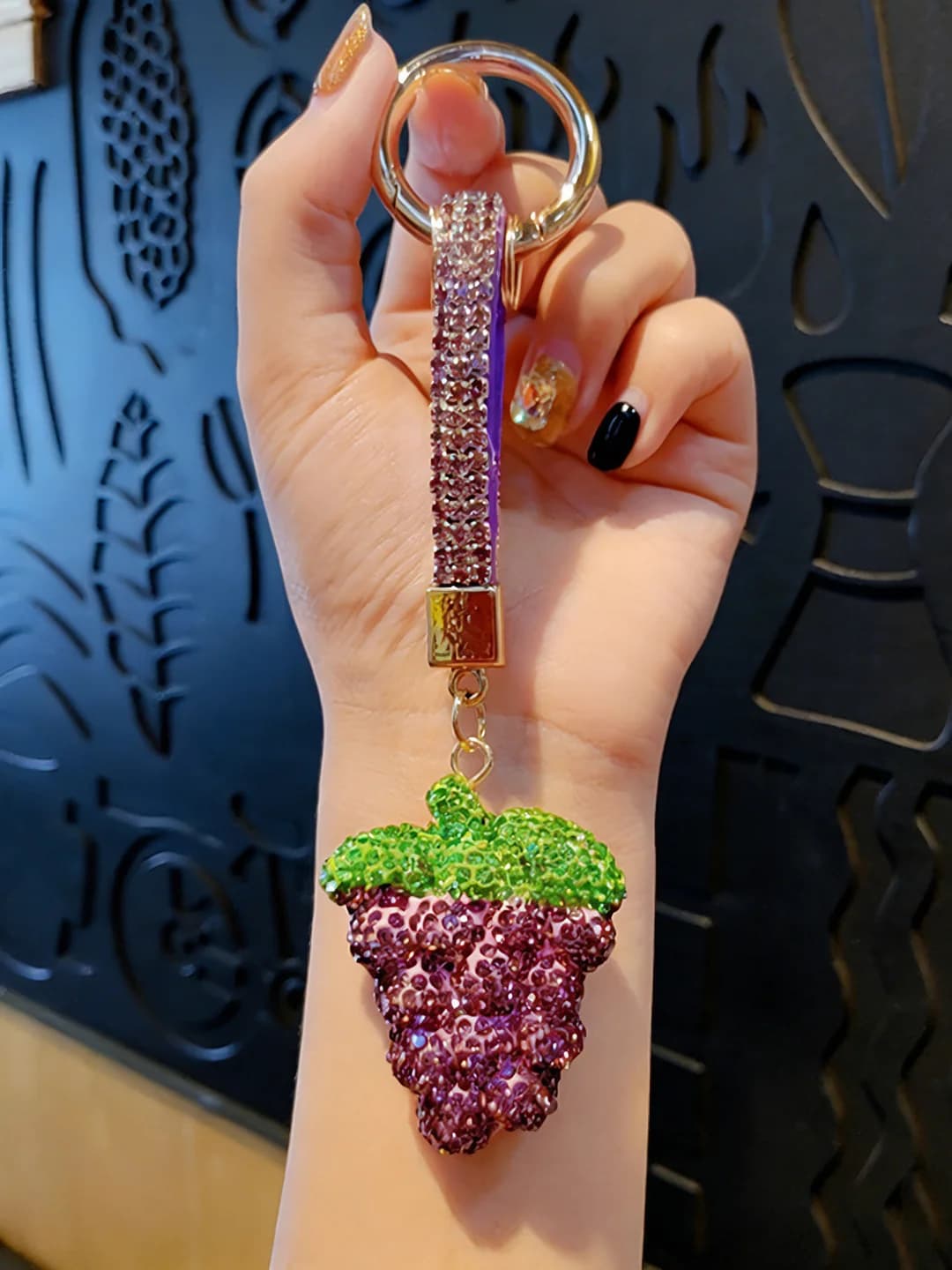Dark purple rhinestone grape set