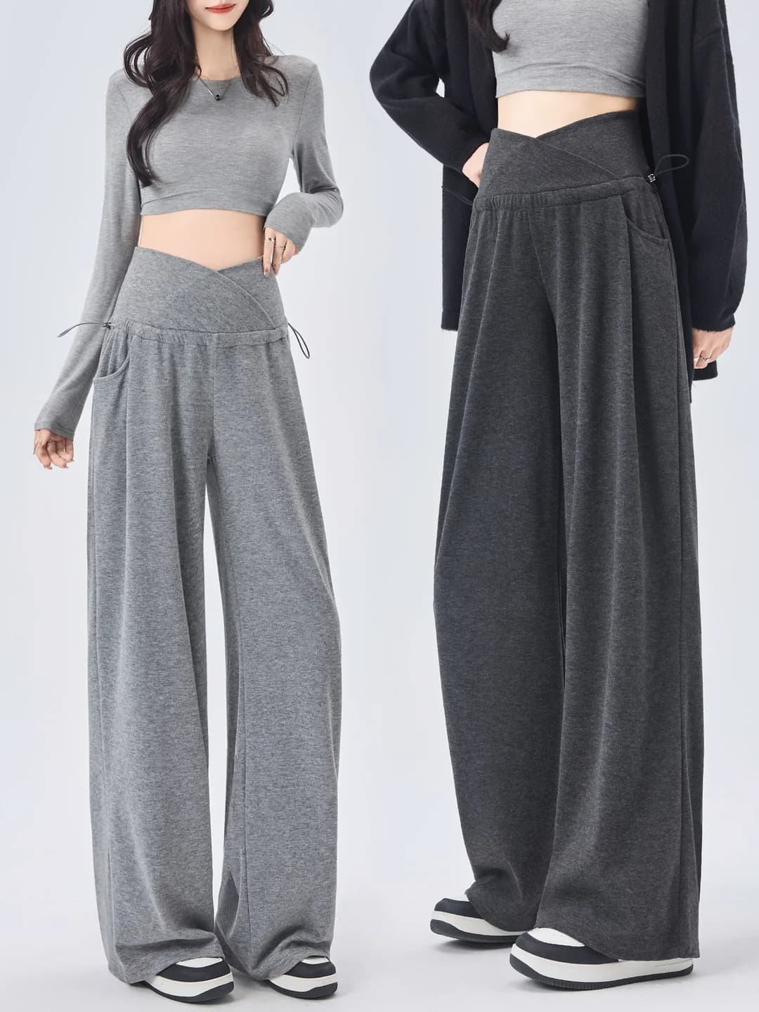 Women's maternity wide-leg trousers, plus size, thin, for spring-autumn and autumn-winter, long, belly-friendly, casual
