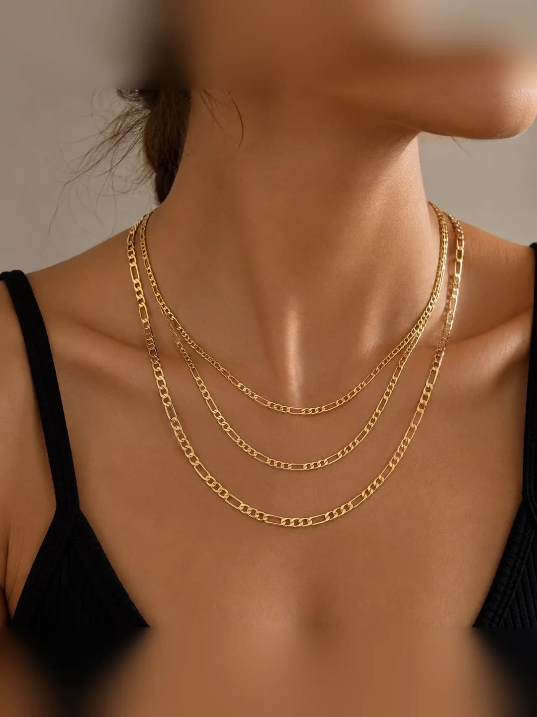 Women's Cuban link chain necklace set, collarbone length