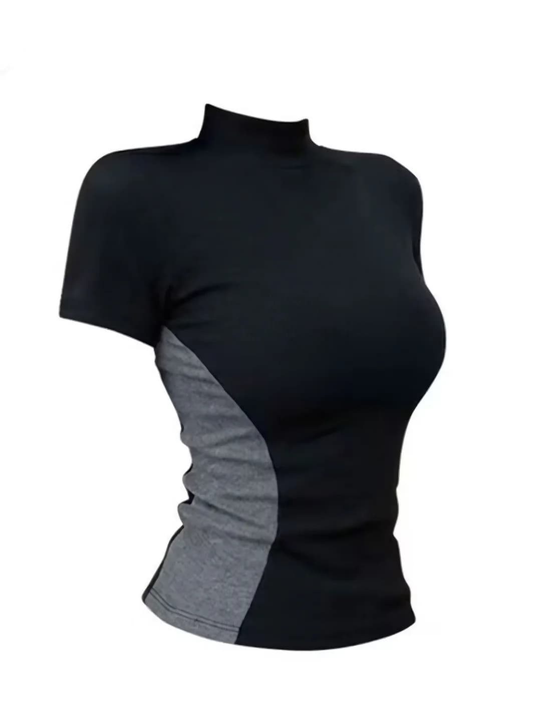 Half-high neck, short sleeve, black