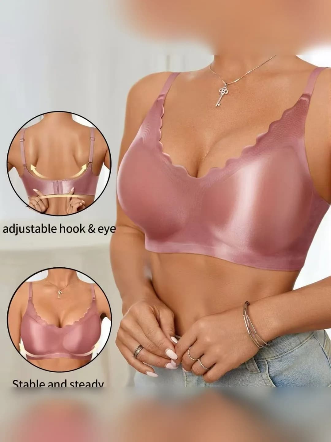 Women's plus size seamless bra underwear with soft support and cloud-like feel, wireless, gathering, side-breast smoothing, nylon, full cup