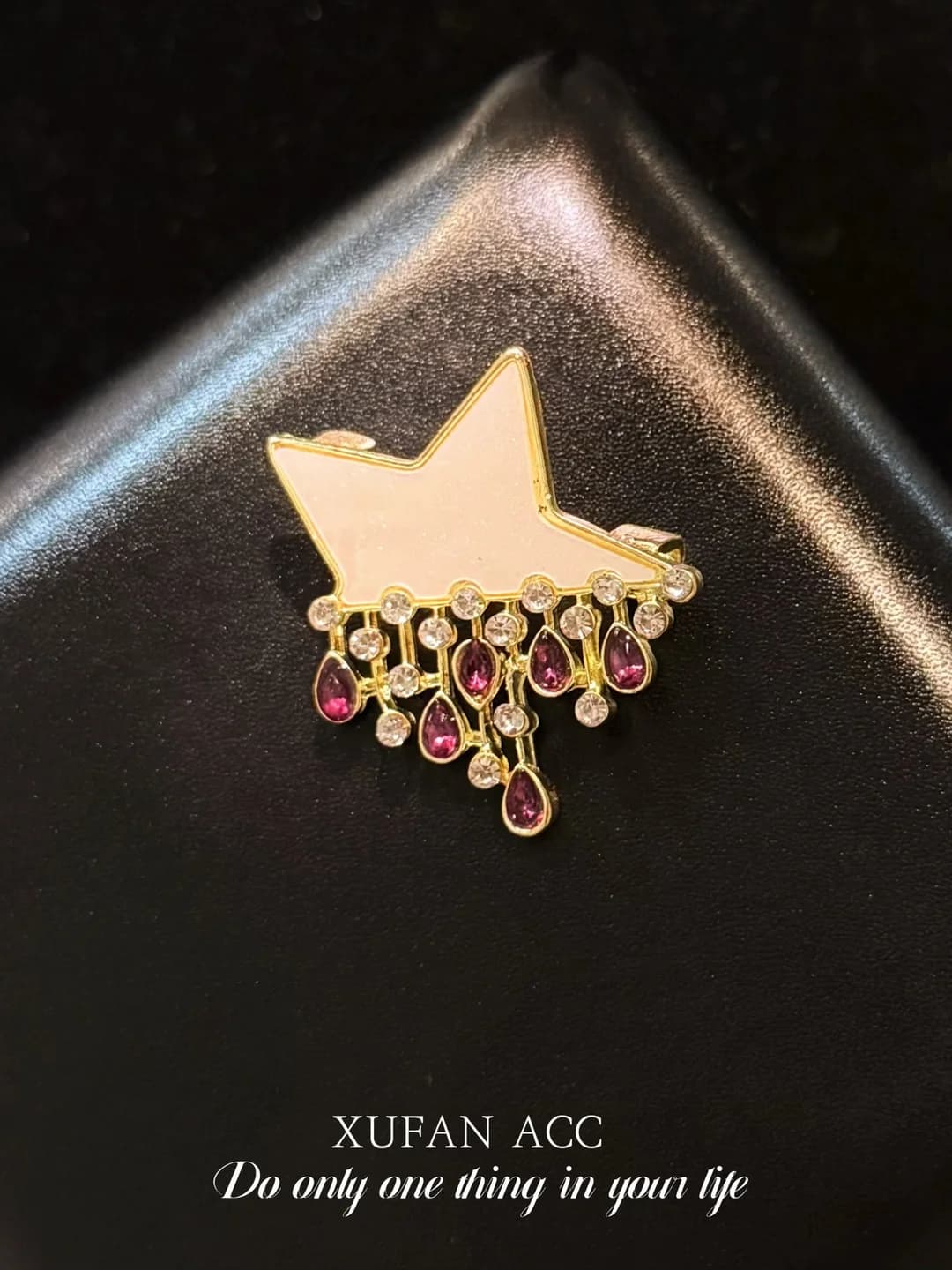Purple meteor shower brooch