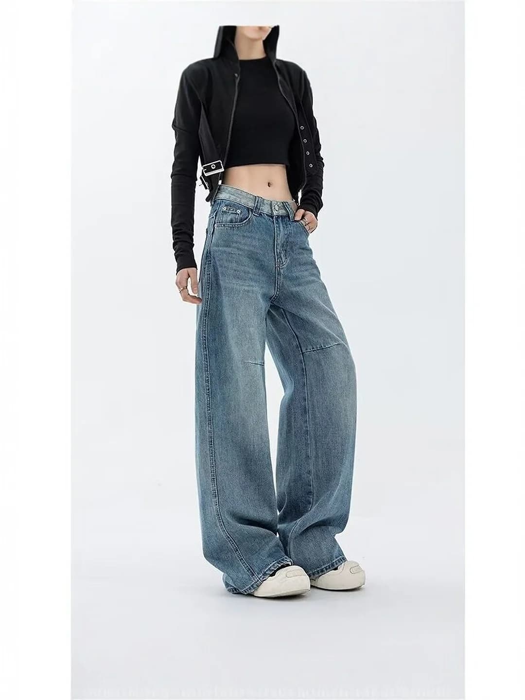 Women's plus size wide and flared jeans: casual, thin summer, high waist, capri trousers, loose straight cut, versatile style