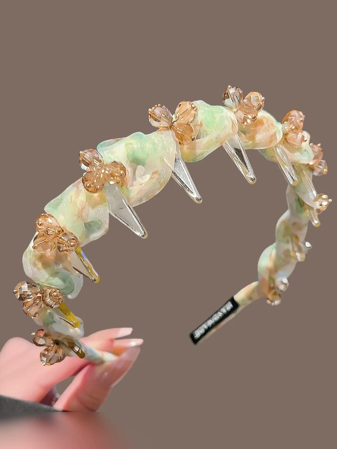 Yellow floral crystal headband