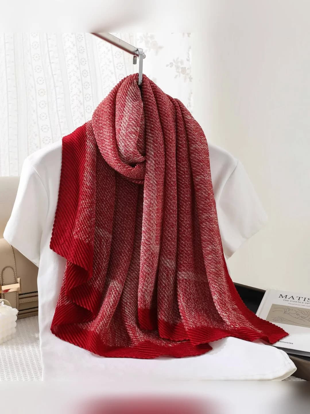 Pleated silk scarf-10