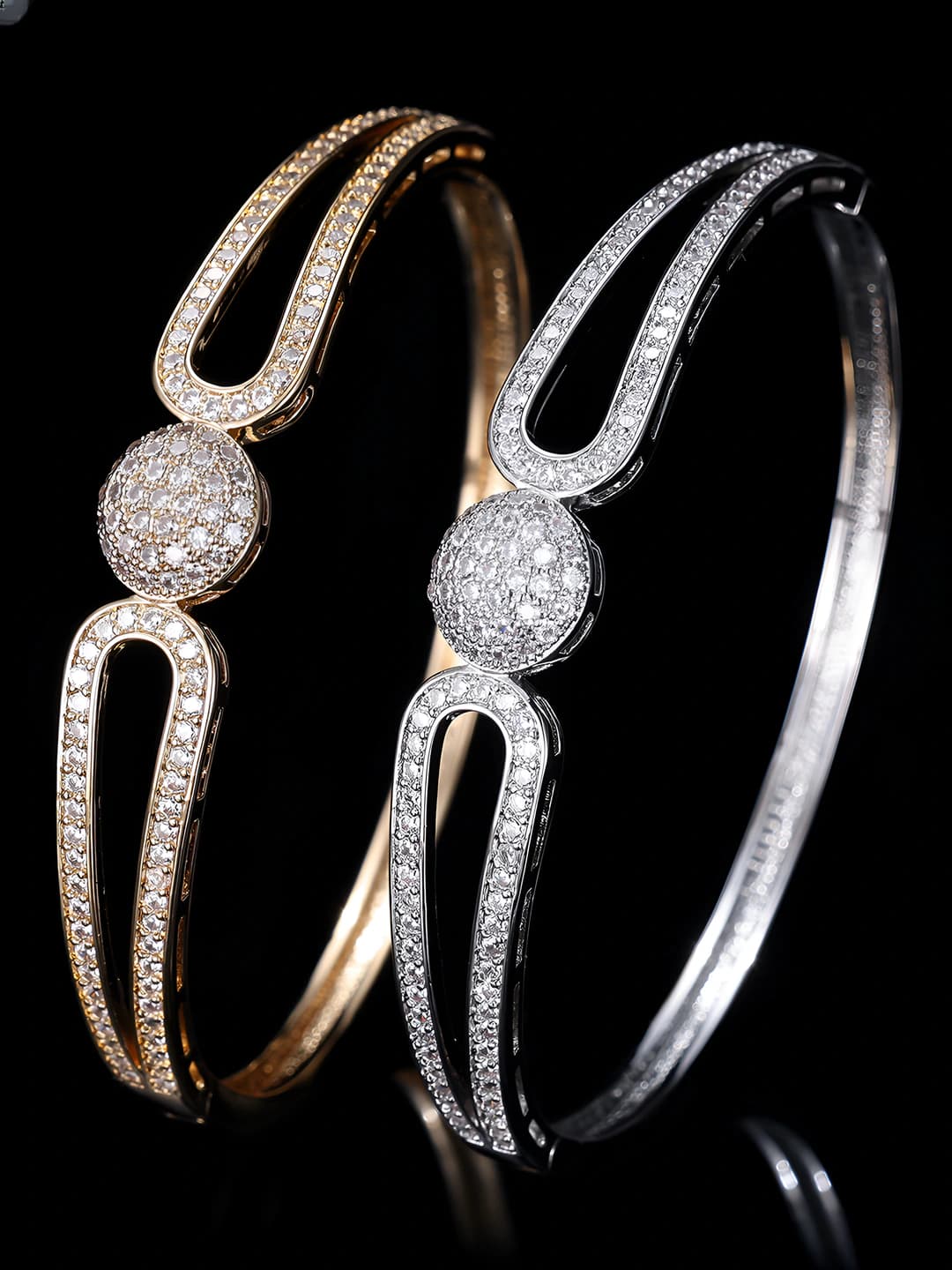 Women's gold-plated brass bracelet with zircon, geometric design, light luxury style