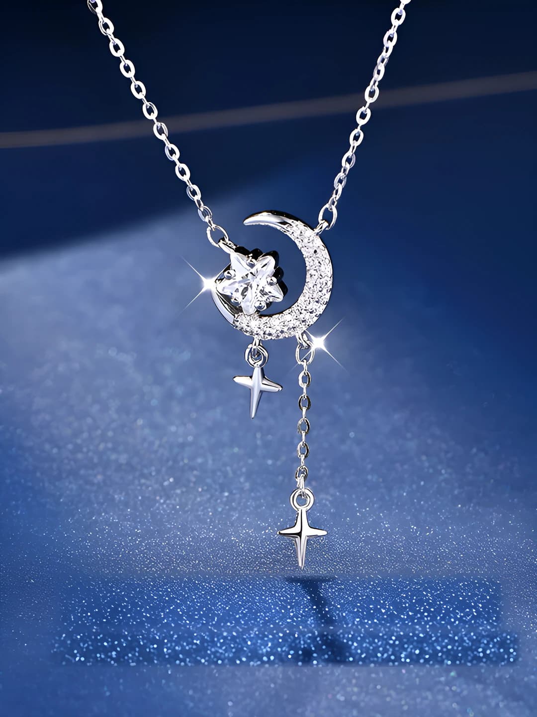 Women's star and moon tassel necklace: brass chain with plating, new style 2026
