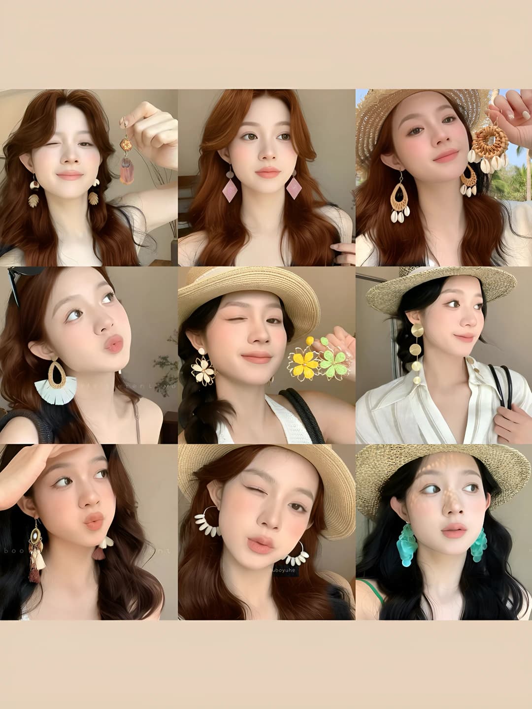 Women's earrings with resin flower pendant and zircon, light luxury style