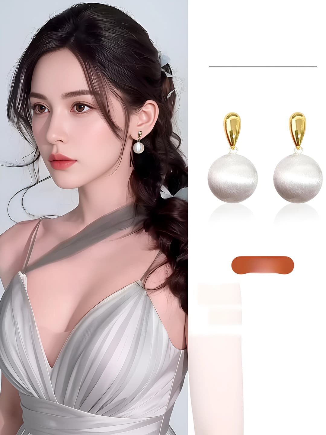 Women's 2026 gold geometric shape imitation pearl drop earrings